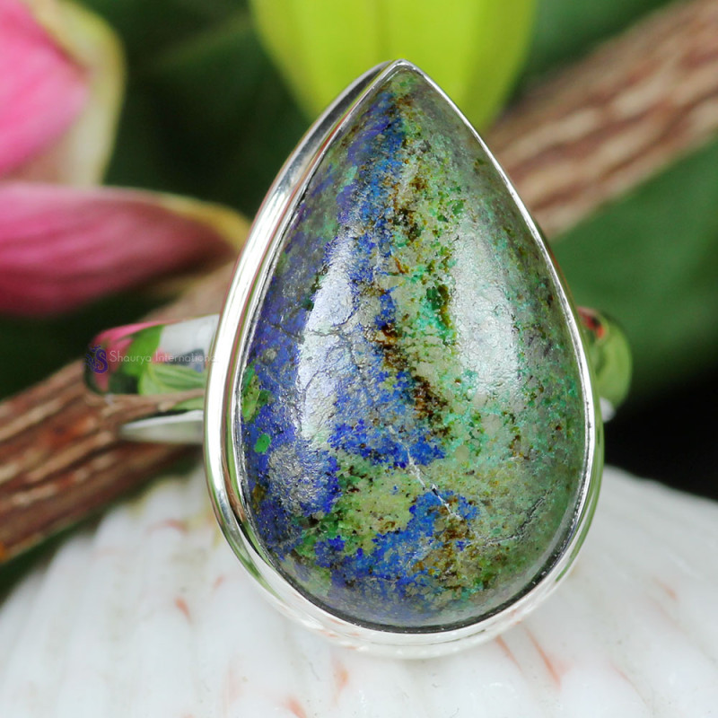 AZURITE C - ASD988- AZURITE GEMSTONE WITH 925 STERLING SILVER RINGS LIGHT WE AZURITE C - ASD988- AZURITE GEMSTONE WITH 925 STERLING SILVER RINGS LIGHT WE