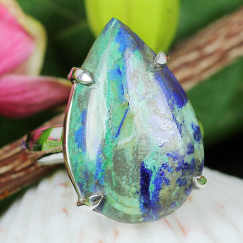 AZURITE O - ASD987- 925 STERLING SILVER AZURITE GEMSTONE RINGS BEAUTIFUL DES