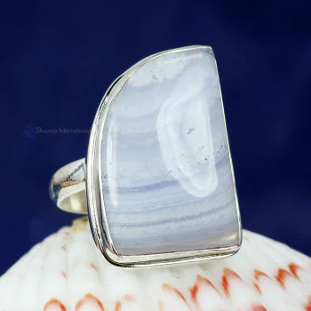 BLUE LACE AGATE C - BLC988- 925 STERLING SILVER BLUE LACE AGATE GEMSTONE RINGS BEAUT