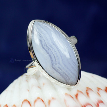 BLUE LACE AGATE D - BLC988- 925 STERLING SILVER BLUE LACE AGATE GEMSTONE RINGS BEAUT