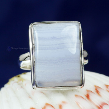 BLUE LACE AGATE F - BLC988- 925 STERLING SILVER BLUE LACE AGATE GEMSTONE RINGS BEAUT
