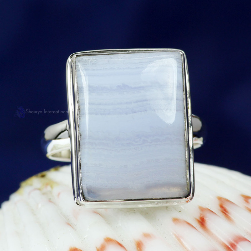 BLUE LACE AGATE F - BLC988- 925 STERLING SILVER BLUE LACE AGATE GEMSTONE RINGS BEAUT BLUE LACE AGATE F - BLC988- 925 STERLING SILVER BLUE LACE AGATE GEMSTONE RINGS BEAUT