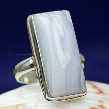 BLUE LACE AGATE G - BLC988- 925 STERLING SILVER BLUE LACE AGATE GEMSTONE RINGS BEAUT