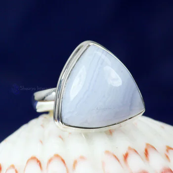 BLUE LACE AGATE O - BLC988- 925 STERLING SILVER BLUE LACE AGATE GEMSTONE RINGS BEAUT