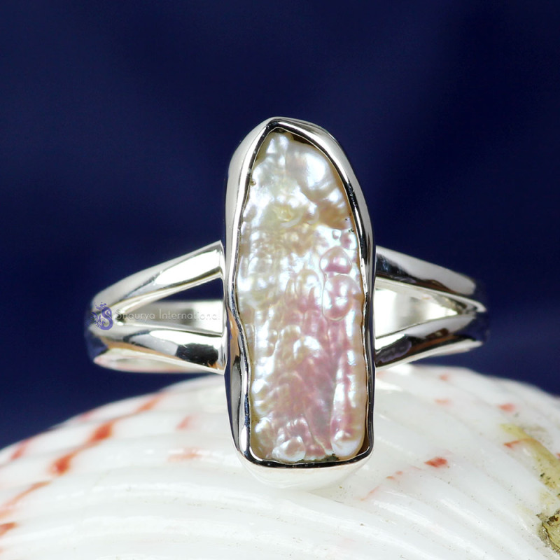 BIWA PEARL B - PSR839-BIWA PEARL GEMSTONE 925 STERLING SILVER UNIQUE RINGS HAN