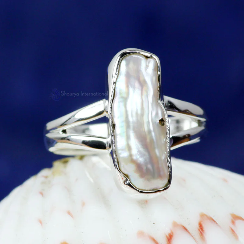 BIWA PEARL F - PSR839-BIWA PEARL GEMSTONE 925 STERLING SILVER UNIQUE RINGS HAN BIWA PEARL F - PSR839-BIWA PEARL GEMSTONE 925 STERLING SILVER UNIQUE RINGS HAN
