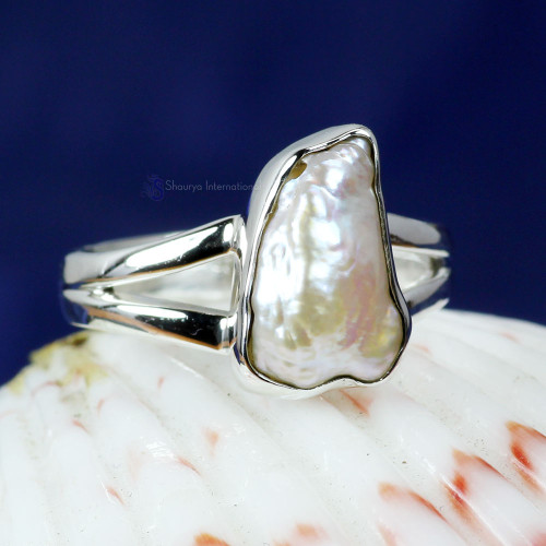 BIWA PEARL O - PSR839-BIWA PEARL GEMSTONE 925 STERLING SILVER UNIQUE RINGS HAN