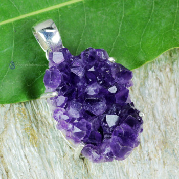 Amethyst Druzy A - AMS994- 925 STERLING SILVER NATURAL AMETHYST DRUZY GEMSTONE PRON Amethyst Druzy A - AMS994- 925 STERLING SILVER NATURAL AMETHYST DRUZY GEMSTONE PRON