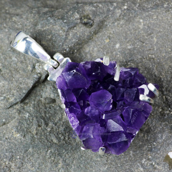 Amethyst Druzy E - AMS994- 925 STERLING SILVER NATURAL AMETHYST DRUZY GEMSTONE PRON