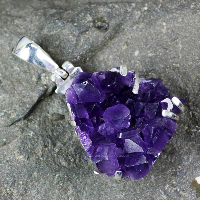 Amethyst Druzy E - AMS994- 925 STERLING SILVER NATURAL AMETHYST DRUZY GEMSTONE PRON Amethyst Druzy E - AMS994- 925 STERLING SILVER NATURAL AMETHYST DRUZY GEMSTONE PRON