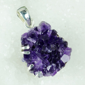 Amethyst Druzy F - AMS994- 925 STERLING SILVER NATURAL AMETHYST DRUZY GEMSTONE PRON