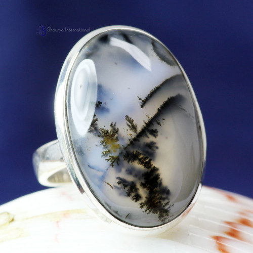 RUSSIAN DENDRITE B - RDS997- 925 STERLING SILVER RUSSIAN DENDRITE GEMSTONE UNIQUE RIN