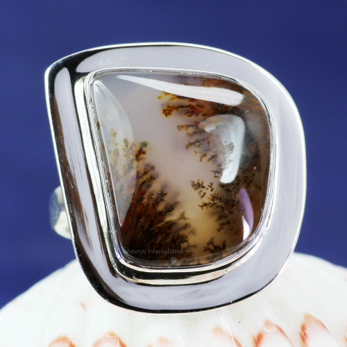 RUSSIAN DENDRITE O - RDS997- 925 STERLING SILVER RUSSIAN DENDRITE GEMSTONE UNIQUE RIN