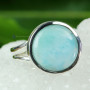 LARIMAR O - LDS975- 925 STERLING SILVER LARIMAR GEMSTONE BEAUTIFUL RINGS FAC
