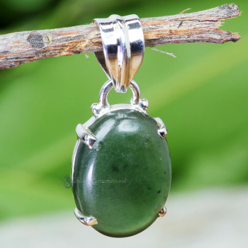 SERPENTINE D - STS999- 925 STERLING SILVER SERPENTINE GEMSTONE TRENDY PENDANTS
