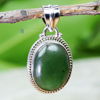 SERPENTINE H - STS999- 925 STERLING SILVER SERPENTINE GEMSTONE TRENDY PENDANTS