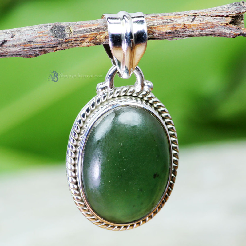 SERPENTINE H - STS999- 925 STERLING SILVER SERPENTINE GEMSTONE TRENDY PENDANTS