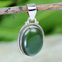SERPENTINE O - STS999- 925 STERLING SILVER SERPENTINE GEMSTONE TRENDY PENDANTS