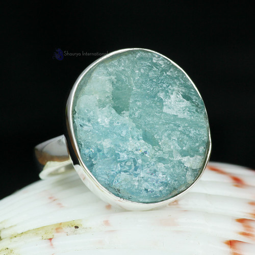 AQUAMARINE ROUGH D - AQR993- 925 STERLING SILVER NATURAL AQUAMARINE ROUGH GEMSTONE BE