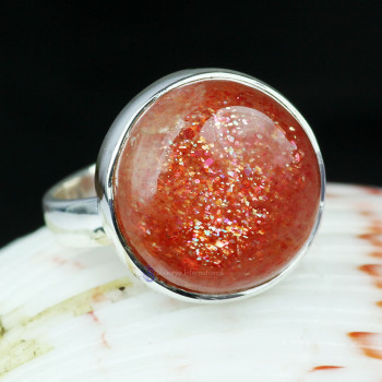 SUN STONE E - SST991- NATURAL SUN STONE FANTASTIC DESIGNER RINGS MADE IN 925 S