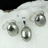 PYRITE CAB E - DOM983- NEW PYRITE CAB GEMSTONE TWO RINGS ONE PENDANT SET WITH 9