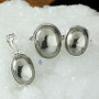 PYRITE CAB H - DOM983- NEW PYRITE CAB GEMSTONE TWO RINGS ONE PENDANT SET WITH 9