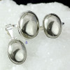 PYRITE CAB O - DOM983- NEW PYRITE CAB GEMSTONE TWO RINGS ONE PENDANT SET WITH 9
