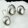 PYRITE CAB O - DOM983- NEW PYRITE CAB GEMSTONE TWO RINGS ONE PENDANT SET WITH 9