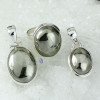 PYRITE CAB D - DOM982- EXCLUSIVE PYRITE CAB GEMSTONE TWO PENDANTS ONE RING SET 