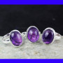 AMETHYST CAB B - SVP840- NEW 3Pcs WHOLESALE LOT OF AMETHYST CAB GEMSTONE RINGS M