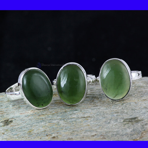 SERPENTINE A - SVP835- NEW SERPENTINE CABOCHON GEMSTONE 3PCS BEAUTIFUL RING SET