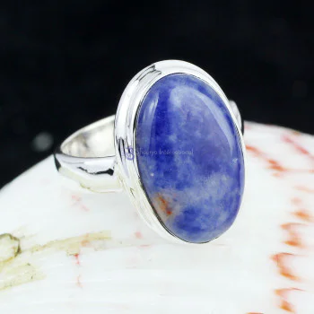 SODALITE A - PSR836- 925 STERLING SILVER SODALITE GEMSTONE BEAUTIFUL RINGS MA