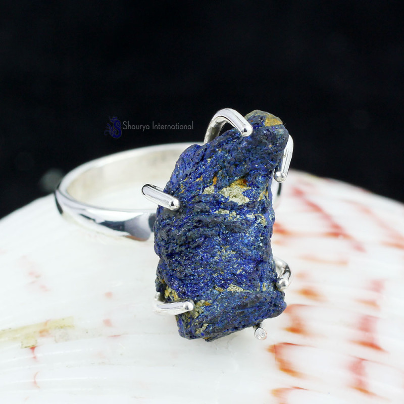 AZURITE DRUZY A - ASD984- 925 STERLING SILVER NATURAL AZURITE DRUZY GEMSTONE PRONG AZURITE DRUZY A - ASD984- 925 STERLING SILVER NATURAL AZURITE DRUZY GEMSTONE PRONG