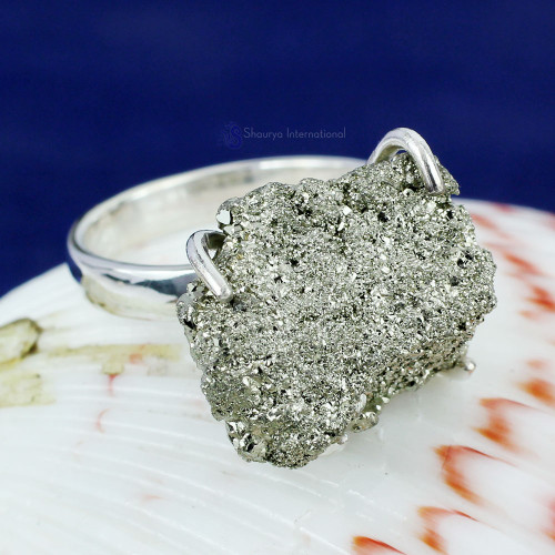 Pyrite Druzy A - DSP994- PRONG SETTING NATURAL PYRITE DRUZY BEAUTIFUL RINGS MADE