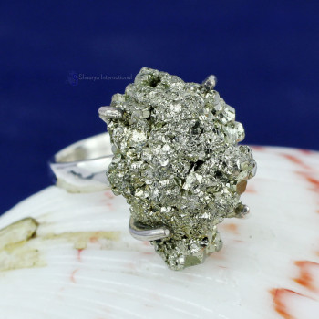 Pyrite Druzy C - DSP994- PRONG SETTING NATURAL PYRITE DRUZY BEAUTIFUL RINGS MADE