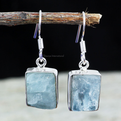 AQUAMARINE ROUGH B - AQR992- NATURAL AQUAMARINE ROUGH GEMSTONE NEW COLLECTION OF EARR