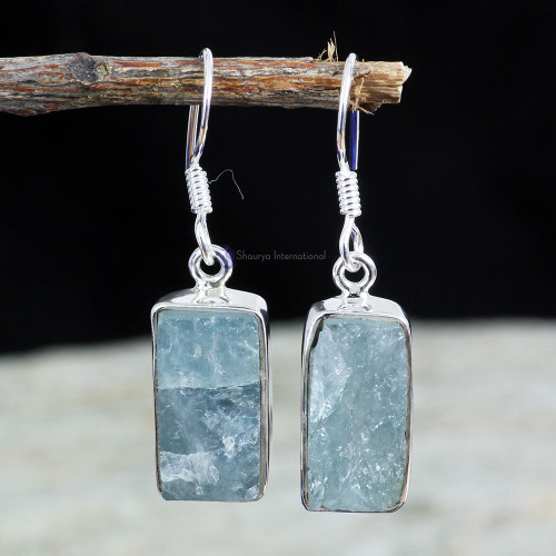 AQUAMARINE ROUGH E - AQR992- NATURAL AQUAMARINE ROUGH GEMSTONE NEW COLLECTION OF EARR