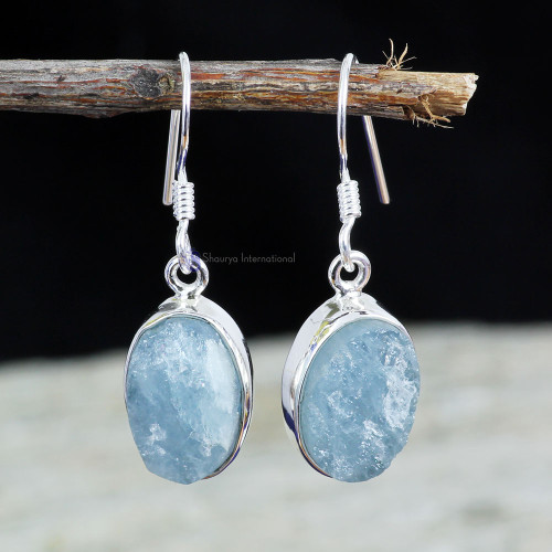 AQUAMARINE ROUGH H - AQR992- NATURAL AQUAMARINE ROUGH GEMSTONE NEW COLLECTION OF EARR