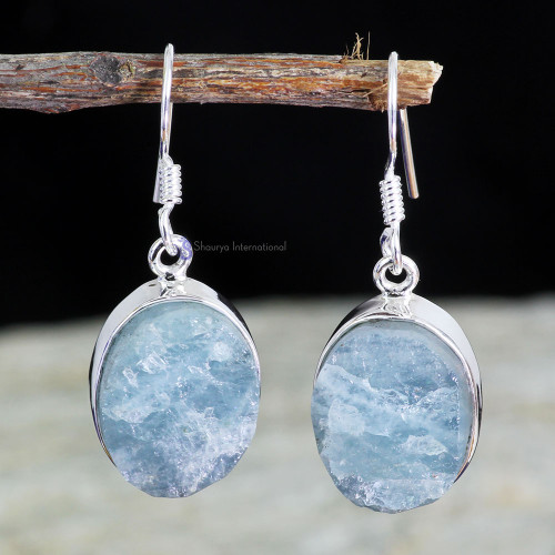 AQUAMARINE ROUGH O - AQR992- NATURAL AQUAMARINE ROUGH GEMSTONE NEW COLLECTION OF EARR