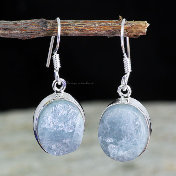 AQUAMARINE ROUGH A - AQR991- BEAUTIFUL EARRING OF NATURAL AQUAMARINE ROUGH GEMSTONE M