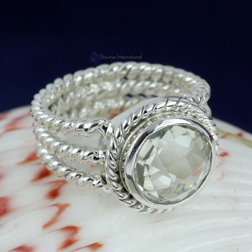 GREEN AMETHYST CUT G - SCR882- NEW DESIGN NATURAL GEMSTONE RINGS MADE IN 925 STERLING S GREEN AMETHYST CUT G - SCR882- NEW DESIGN NATURAL GEMSTONE RINGS MADE IN 925 STERLING S