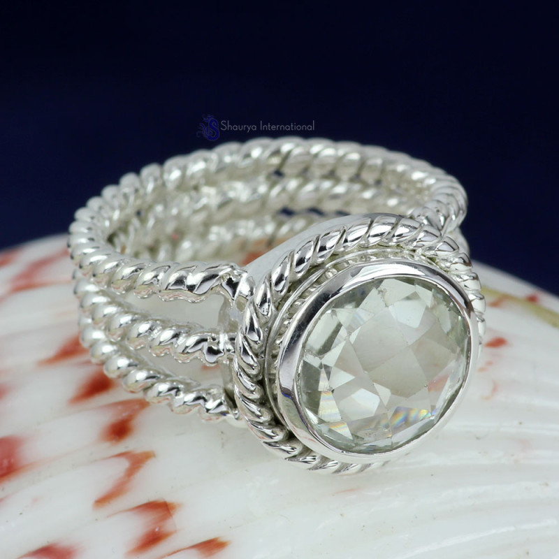 GREEN AMETHYST CUT G - SCR882- NEW DESIGN NATURAL GEMSTONE RINGS MADE IN 925 STERLING S GREEN AMETHYST CUT G - SCR882- NEW DESIGN NATURAL GEMSTONE RINGS MADE IN 925 STERLING S
