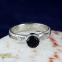 BLACK ONYX CUT B - PSR831- 925 STERLING SILVER NATURAL GEMSTONE PLAIN SETTING RINGS