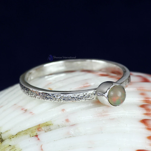 ETHIOPIAN OPAL D - PSR831- 925 STERLING SILVER NATURAL GEMSTONE PLAIN SETTING RINGS ETHIOPIAN OPAL D - PSR831- 925 STERLING SILVER NATURAL GEMSTONE PLAIN SETTING RINGS