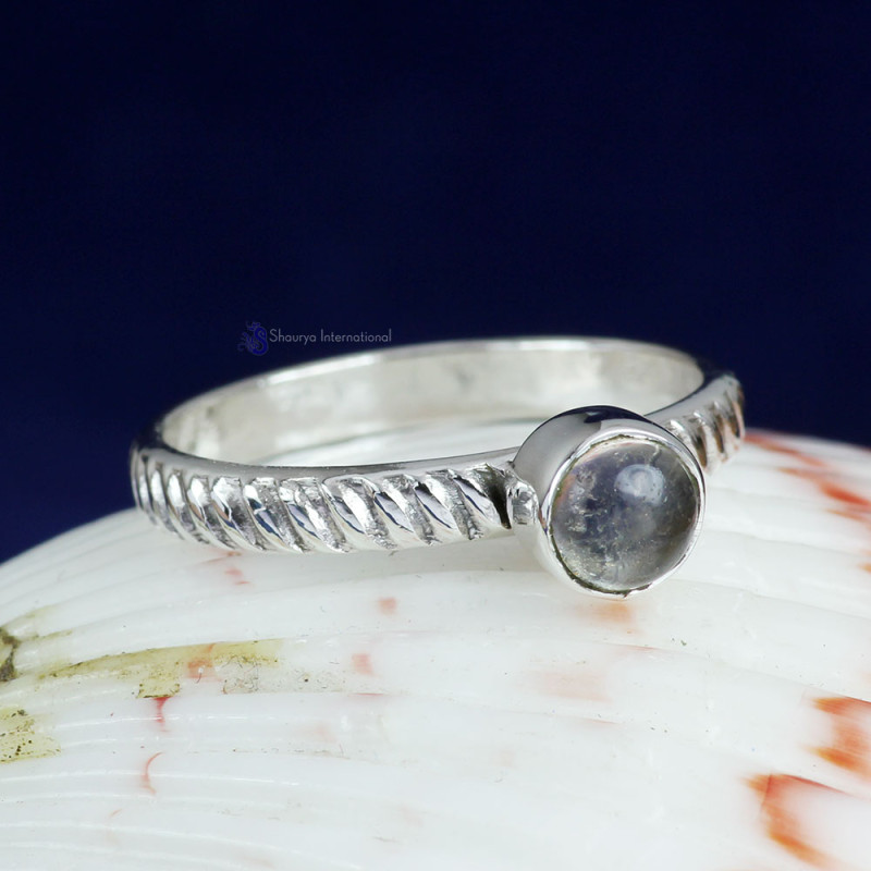 RAINBOW MOONSTONE B - PSR829- LOVELY PLAIN RINGS  OF NATURAL GEMSTONE MADE IN 925 STER