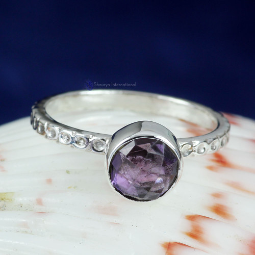 AMETHYST CUT A - PSR828- NATURAL GEMSTONE LIGHT WEIGHT BEAUTIFUL DESIGNER RINGS M