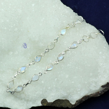 RAINBOW MOONSTONE CUT E - SBB912- NATURAL GEMSTONE BEAUTIFUL DESIGNER BEJAL BRACELET MADE
