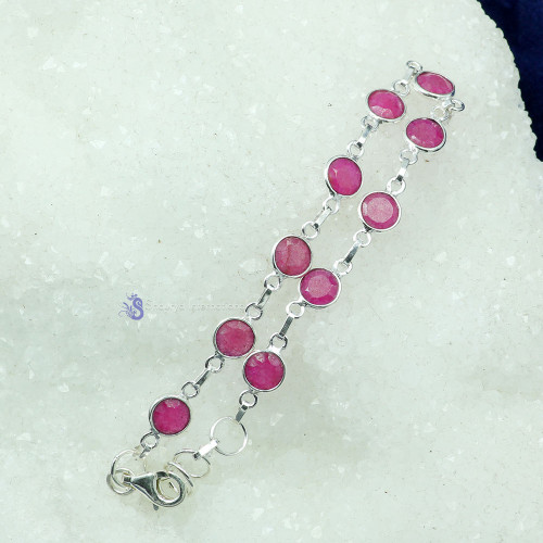 PINK RUBY CORUNDUM F - SBB912- NATURAL GEMSTONE BEAUTIFUL DESIGNER BEJAL BRACELET MADE PINK RUBY CORUNDUM F - SBB912- NATURAL GEMSTONE BEAUTIFUL DESIGNER BEJAL BRACELET MADE