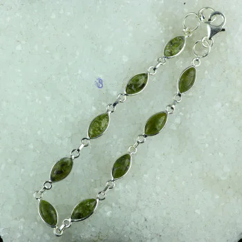 CANADIAN JADE C - SBB908- NATURAL SMALL CAB GEMSTONE SILVER BEJAL BRACELET WITH 92 CANADIAN JADE C - SBB908- NATURAL SMALL CAB GEMSTONE SILVER BEJAL BRACELET WITH 92