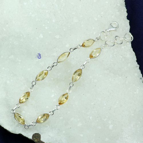 CITRINE CUT A - SBB907- NATURAL CUT GEMSTONE FANCY BEJAL BRACELET MADE IN 925 ST